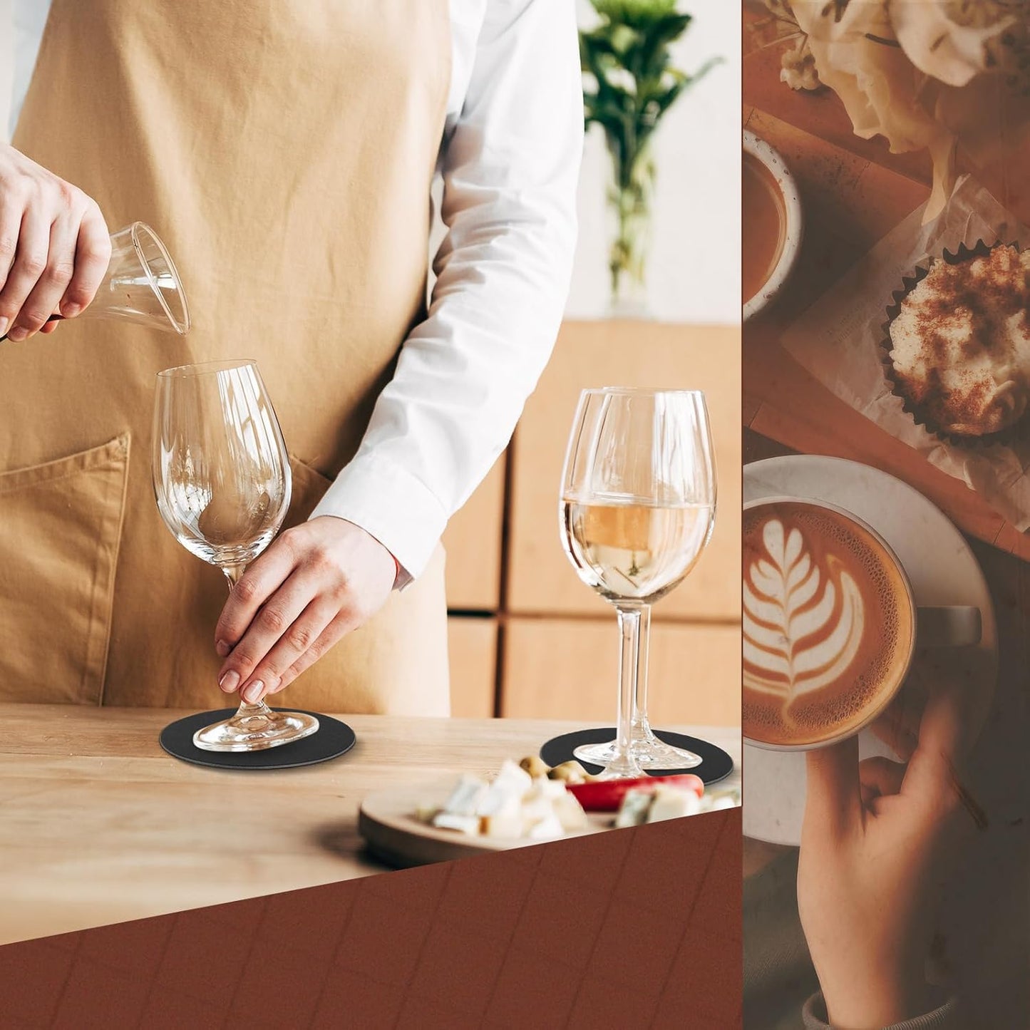 TaoBary 100 Pcs Disposable Paper Coasters Bulk 1MM, 4 Inch Round Cardboard Coasters Blank for Bar Drinks DIY Crafts Arts Wedding (Black)