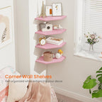 Homode Corner Shelf Wall Mount, Wood Hanging Storage Shelving - Image 6