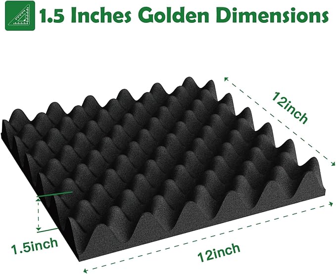 12 Pack 1.5"X12"X12" Acoustic Foam, Self Adhesive Sound Proof Egg Crate Foam - Image 7