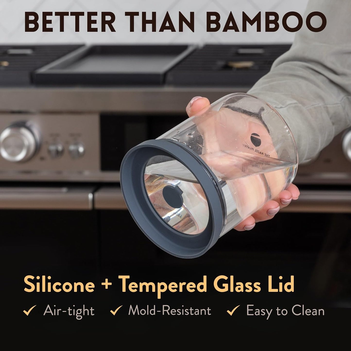 Glass Airtight Canisters with Silicone Lids – BPA-Free Borosilicate Containers for Food Prep, Storage, Wet or Dry Foods, Pasta, Rice, Flour, Tea, Herbs, Snacks – Set of 6 (17.5 oz)