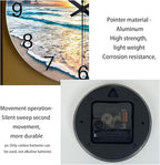 Blue Coastal Wall Clocks Battery Operated 16 Inch Glass Wall Clock Silent Beach - Image 7