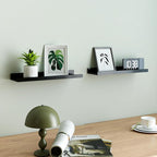 Black Floating Shelves for Wall Decor, Wall Mounted Wood Storage Shelf for - Image 2