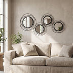 4 Piece Gold Round Wall Mirror Set Modern Metal Circle Home Decor by sxnzequnze