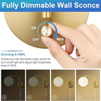 VATONI Dimmable Wall Sconces Plug in, Swing Arm Wall Lights - Image 2