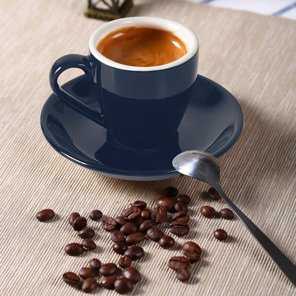 Porcelain Espresso Cup with Saucer, Espresso shot Cup, 80ml/2.7Oz, Deep Blue