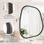 Black Asymmetrical Wall Mirror Large 20"x16" Irregular Oval Mirror Modern Wood - Image 7