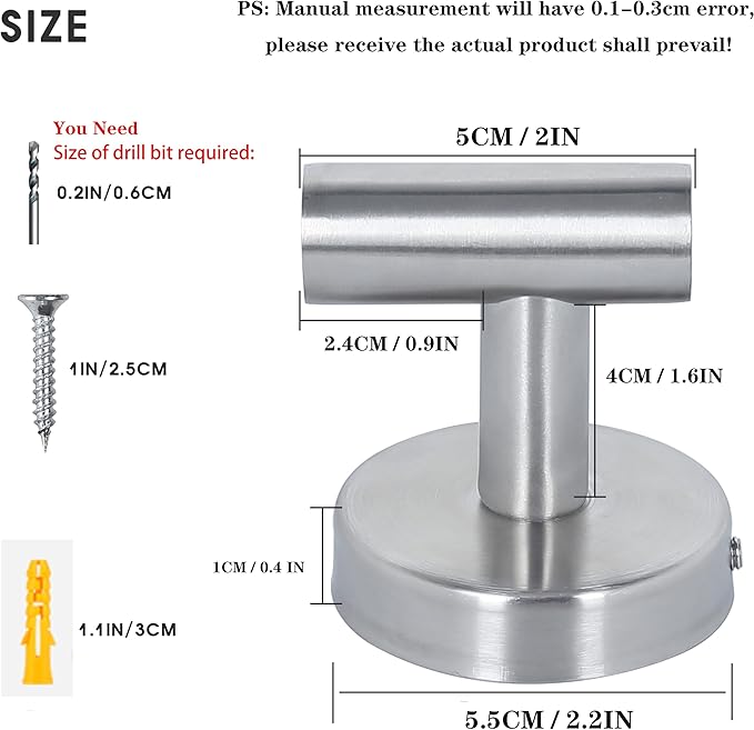 8 Pcs Silver Bathroom Towel Hook Robe Towel Hooks Coat Wall Hook Stainless - Image 2