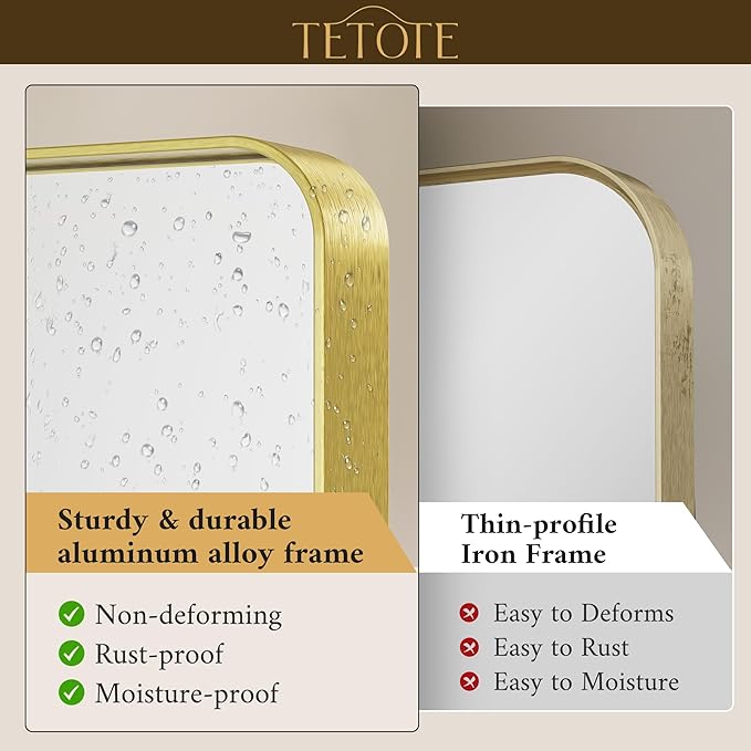 TETOTE Gold Vanity Mirror 28 x 36 Inch - Image 3