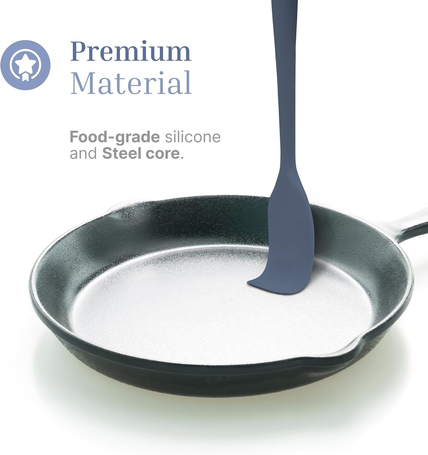 Silicone Utensils 3-Piece Set – Rubber Spatula, Slotted Turner, and Rice Paddle – Complete Heat-Resistant Set for Non-Stick Cookware – Kitchen Tools and Accessories for Cooking & Baking – Blue