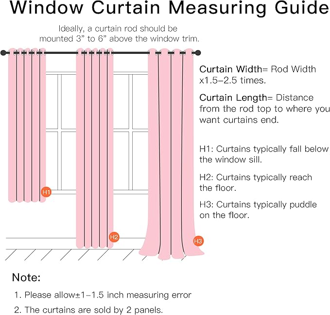 XiDi Pink Curtains for Bedroom Decor, Baby Pink Kids Blackout Curtains for - Image 7