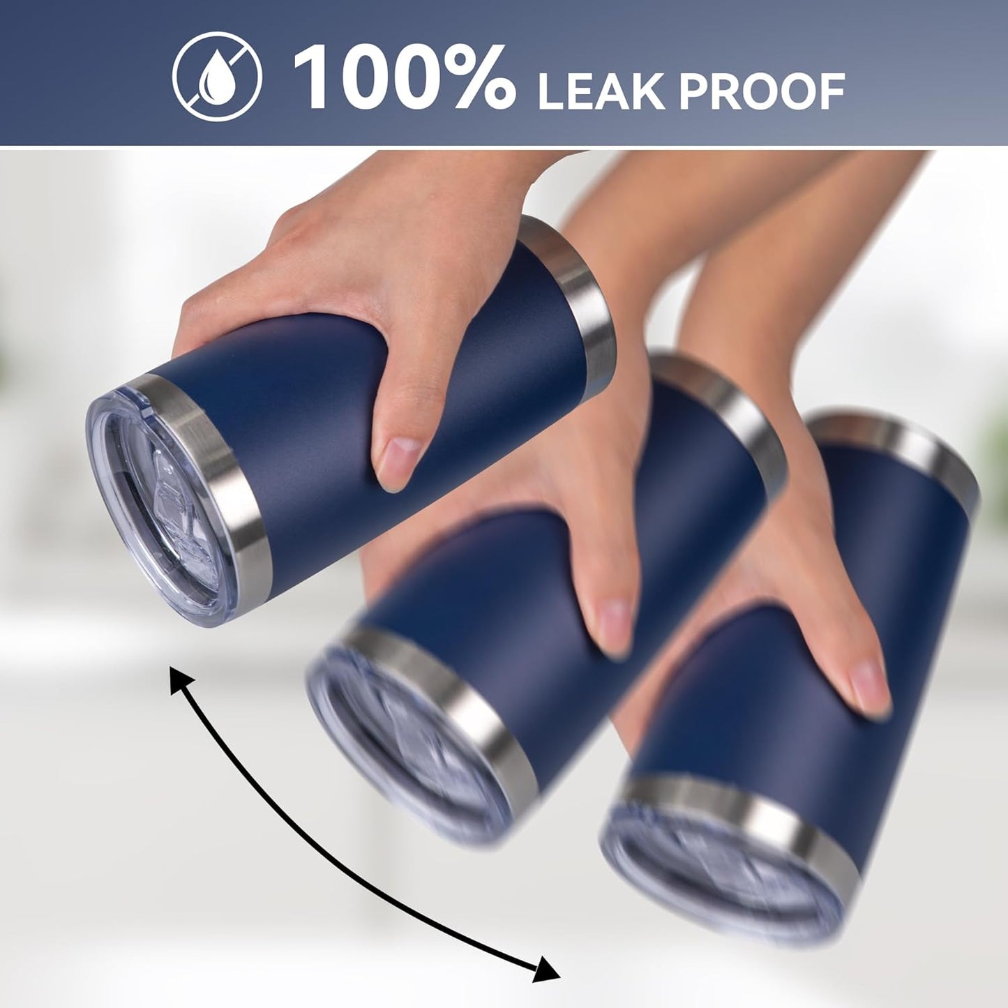 20 oz Tumbler Stainless Steel Tumblers Bulk with Lid Double Wall Insulated Coffee Tumbler Cups for Hot & Cold Drinks Powder Coated Travel Coffee Tumbler Mug Metal (Navy Blue, 6 pack)