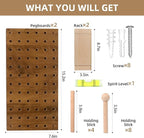 Brown & Beige Wood Pegboard Modular Display Wooden Pegboard Combination Wall - Image 5