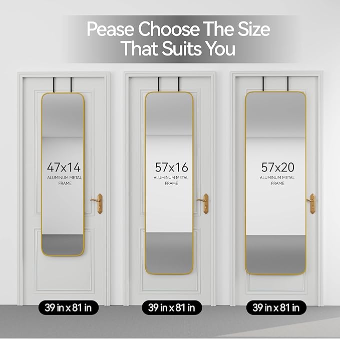 SCWF-GZ 57x16 Door Hanging Full Length Mirror, Floor Stand Wall Mounted Metal - Image 9