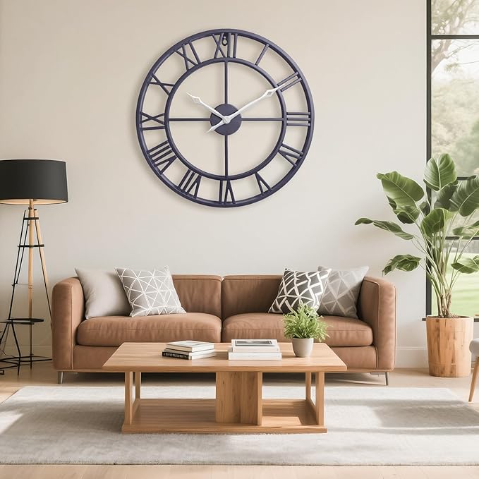 24 Inch Large Wall Clocks for Living Room Decor, Big Roman Numerals Vintage - Image 4