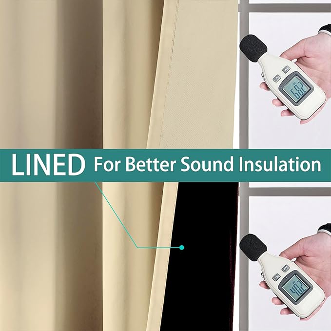 Yakamok 100% Blackout Lined Panels, Thermal Insulated Blackout Curtains - Image 4