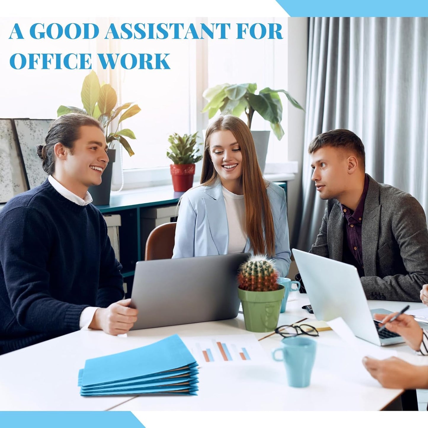 24 Pcs Classification Folders Letter Size Bulk - 2 Dividers Pressboard File Folder with 3. 5 Inch Expansion, 2 Prongs Fastener, Heavy Duty Office File Organizer for Teacher Medical (Blue)