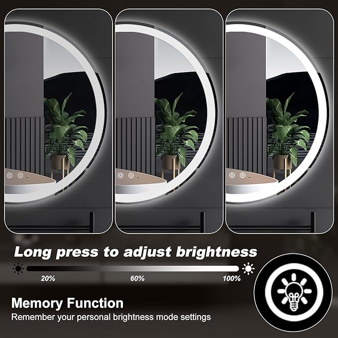 NEWBULIG 28 Inch Round LED Bathroom Wall Mirror - Image 6