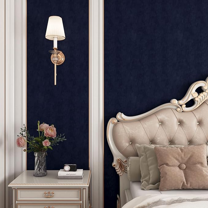 YENHOME Self Adhesive Blue Felt Fabric Wallpaper Peel and Stick 17.7"X118" Blue - Image 2