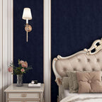 YENHOME 30"X393" Self Adhesive Blue Felt Fabric Wallpaper Peel and Stick Blue - Image 2