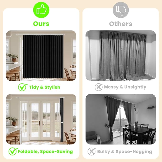 AJAZZ Blackout Accordion Door Curtain 98"x84" Black - Image 2
