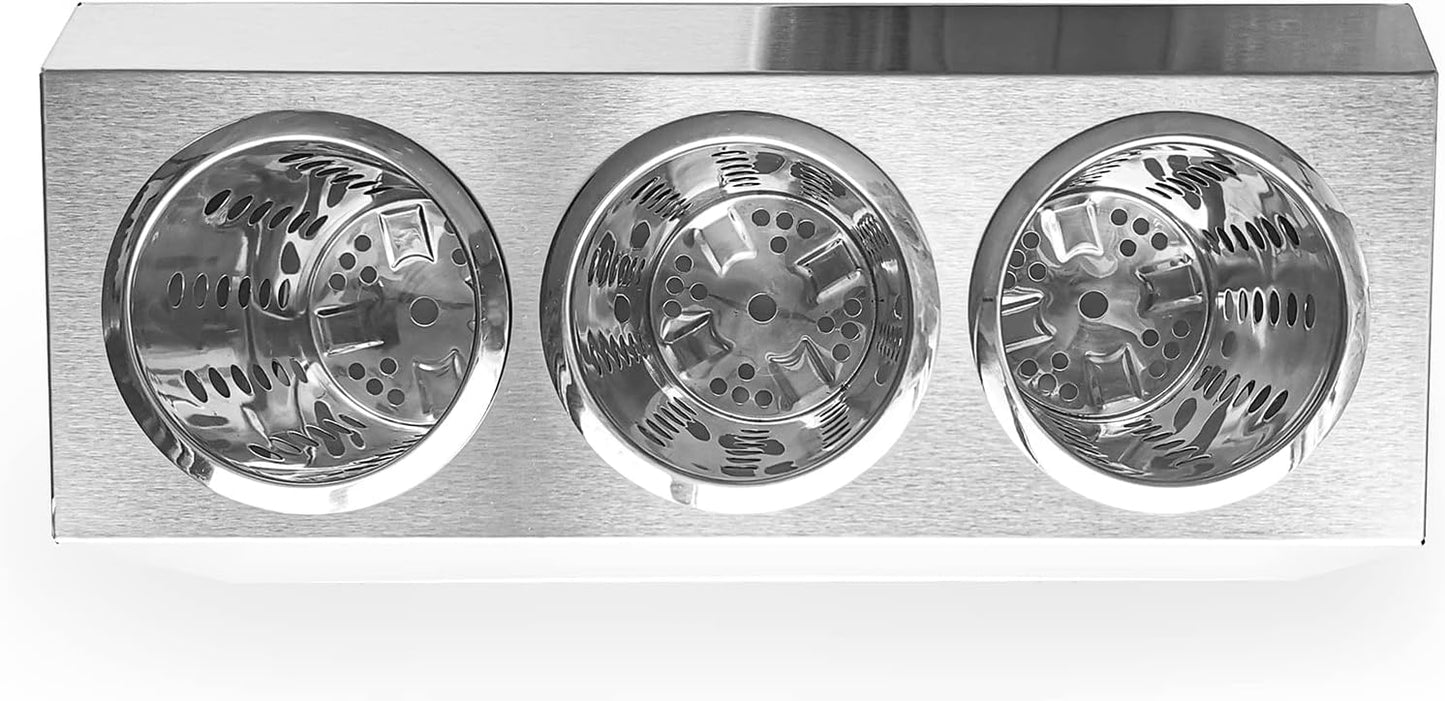 Flatware Organizers Stainless Steel Cylinder Flatware Silverware Utensil Holder Organizer Caddy (3 holes)