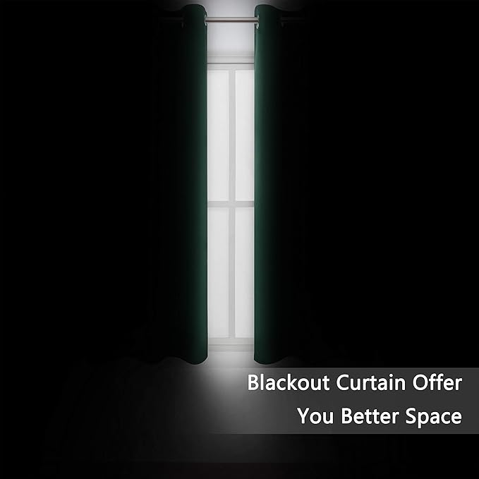 LEMOMO Dark Green Bedroom Blackout Curtains/38 x 63 Inch Long/Set of 2 Curtain - Image 3