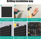 Peg Board, 4 Pack Metal Pegboard Panels Black Pegboards Wall Organizer - Image 4