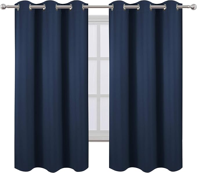 LEMOMO Navy Blue Blackout Curtains 34 x 63 Inch Length/Set of 2 Curtain - Image 2