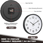 Inbagi 12 Pieces Silent Wall Clock Large 12 Inches Quartz Analog Clock Non - Image 4