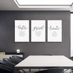 Framed Canvas Wall Art Hustle Quote, Office Wall Art, Positive Motivational Set - Image 3