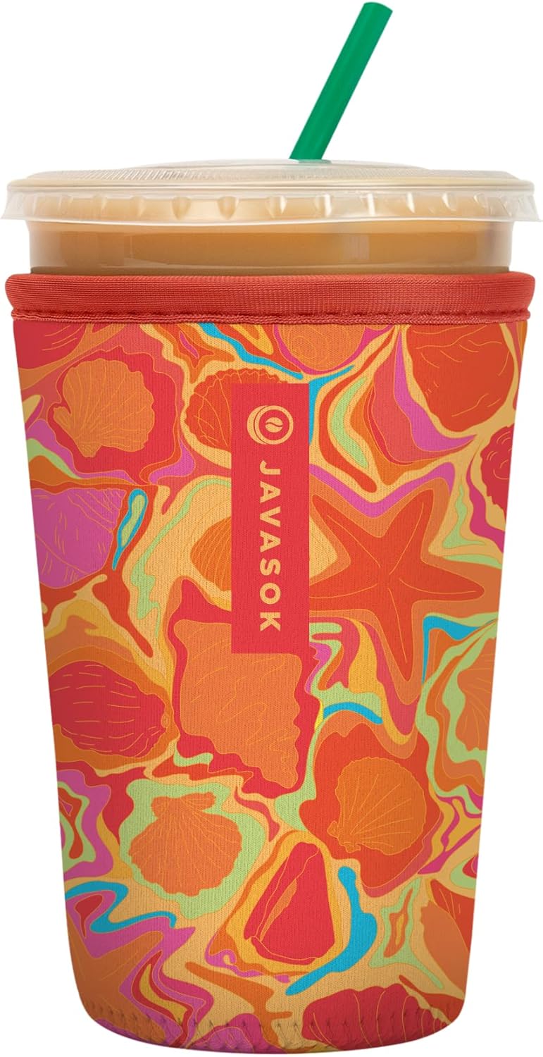 Sok It JavaSok Iced Coffee & Cold Soda Insulated Neoprene Cup Sleeve (Seaside Escape, Medium: 22-28oz)