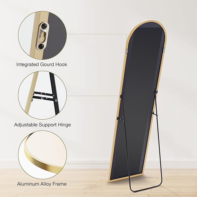 Sweetcrispy 59"x16" Arched Full Length Mirror, Leaning or Standing Full Body - Image 7