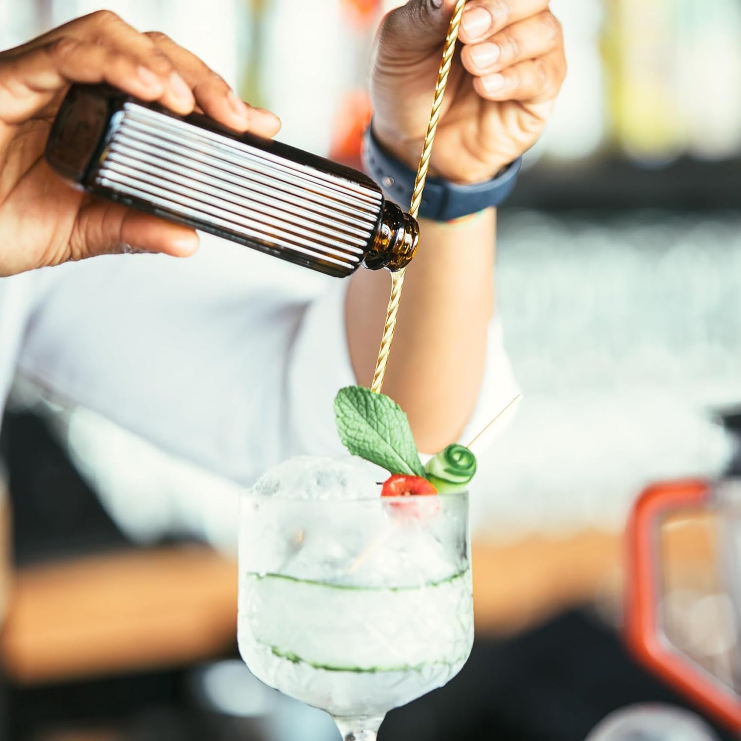 Homestia Gold 12-Inch Stainless Steel Cocktail Spoon with Elephant Bear Handle - Perfect for Mixing & Layering Drinks in Tall Cups, Bar & Shakers - Durable Long Handle Bar Stirrer, 2-Pieces