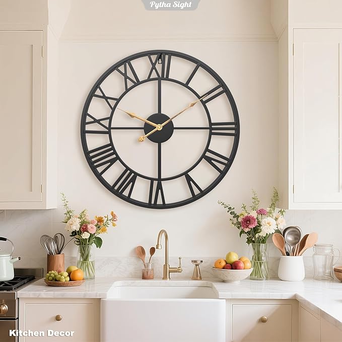 Pytha Sight Large Wall Clock for Lving Room, 16 Inch Modern Industrial - Image 5
