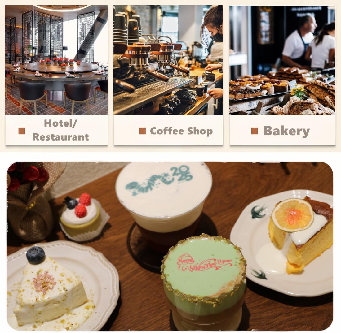 EVEBOT Handheld Food PrintPen Portable Mini Coffee PrintPen Latte Art Macaron Cookie DIY Design Print Pen, Christmas Gifts Bluetooth 4.2 - Brown, Red and Black 3PCS Colors