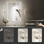 LED Bathroom Mirror with Lights, 20x28 Inch Brushed Silver Framed Lighted - Image 3