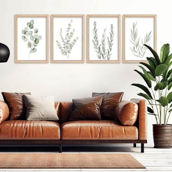 YWJKWLGS Botanical Watercolor Prints Sign Sage Green Eucalyptus Wall Decor - Image 5