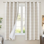 Lajode Brown Plaid Linen Blackout Curtains by Lajode