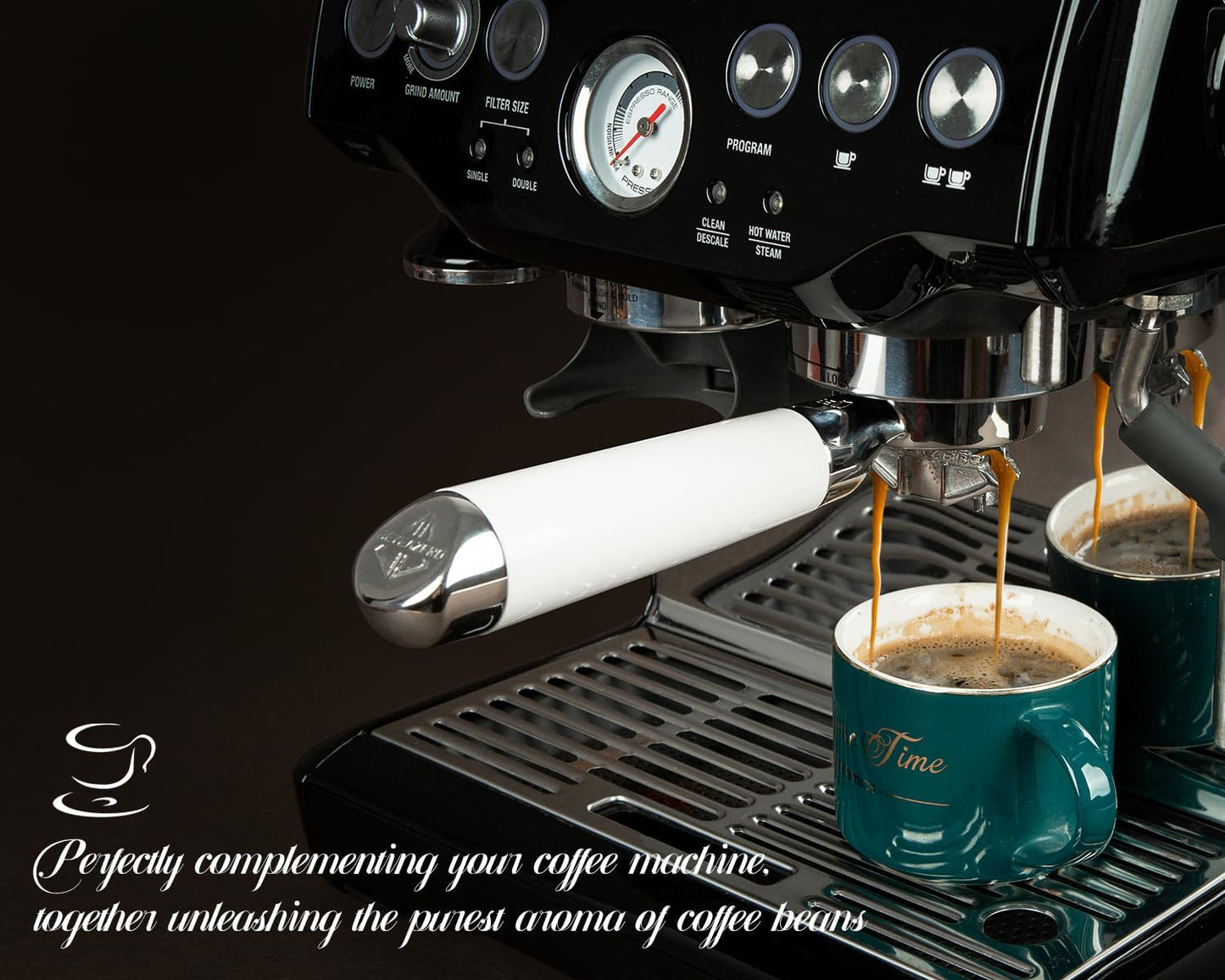 𝟓𝟒𝐦𝐦 𝐃𝐨𝐮𝐛𝐥𝐞 𝐒𝐩𝐨𝐮𝐭 Portafilter Fits Breville Barista Express and 54mm Breville Machines, Espresso Bottomless Portafilter with Puck Screen 53.5mm and Filter Basket