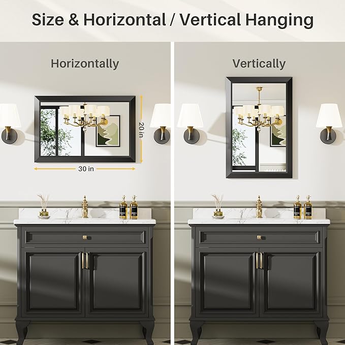 Briivue 20x30 Inch Black Bathroom Mirror - Image 5