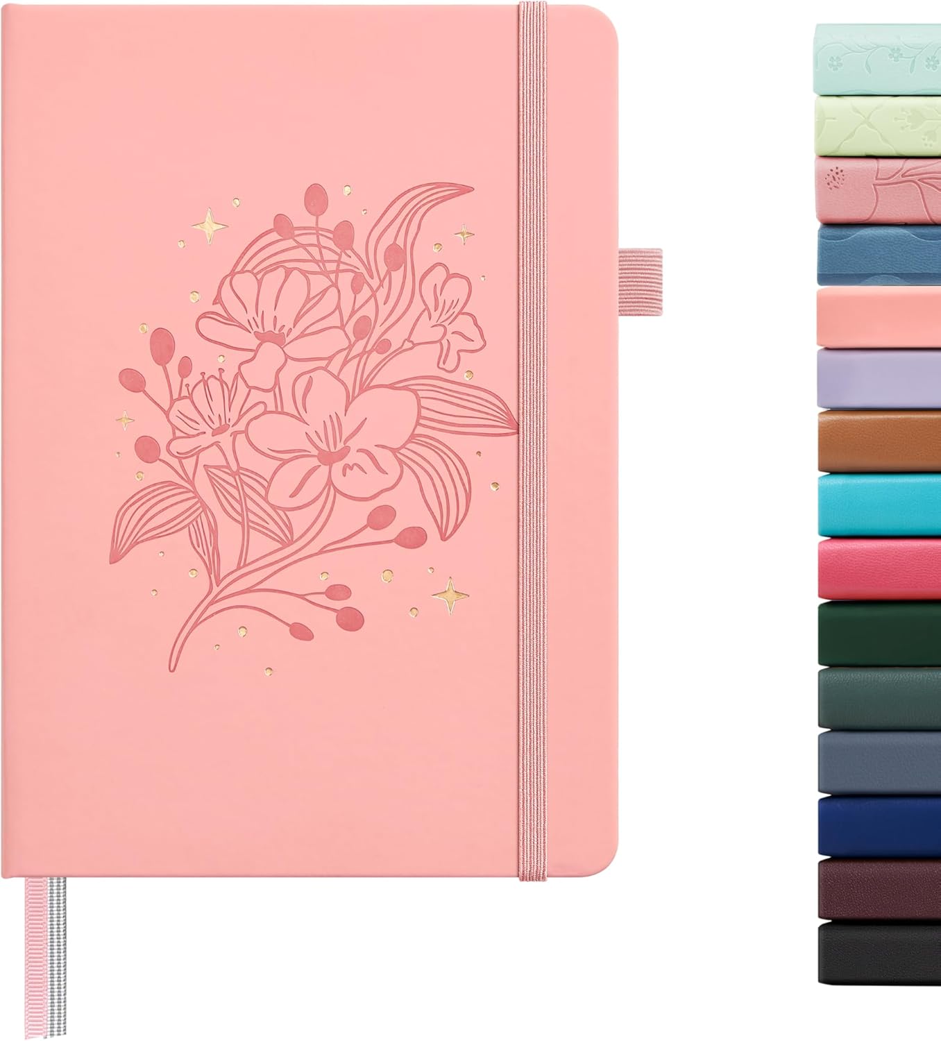 &And Per Se Lined Journal Notebook for Women&Men with Pattern, 160 Pages 100GSM Thick Paper, A5 Hardcover Journals for Writing(Blush)