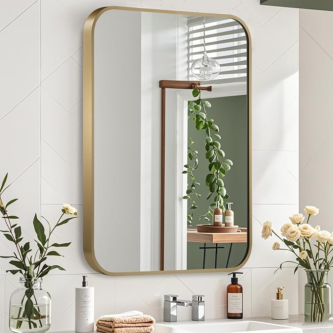 Gold Mirror, 22x30 Inch Framed Rectangle Mirror - Image 7