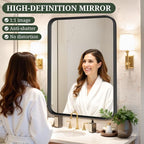 Bathroom Mirror 40x30 Inch Black Metal Frame Rectangle Vanity Mirror - Image 4