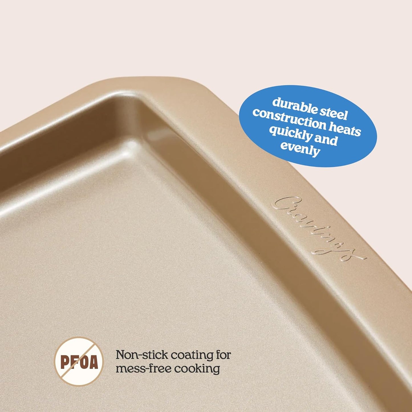 Cravings Bake-Anything 3-Piece Sheet Pan Set, Nonstick Steel Baking Sheets for Pizza, Cake, and Cookie Baking, Oversized, Medium, and Small Pans – Kitchen Essentials by Chrissy Teigen