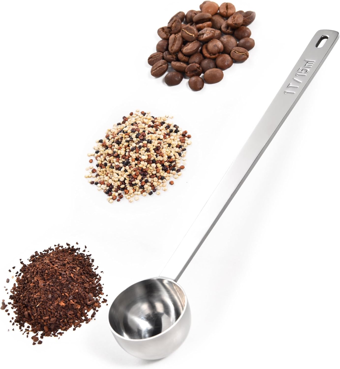 18/8 Stainless Steel Coffee Scoop, Doosu Food-Grade Metal Measuring Spoon with 6.9in Long Handle, Tablespoon Scooper for Coffee Beans, Ground Coffee, Espresso, Protein Powders, Tea, Sugar (1 Tbsp)