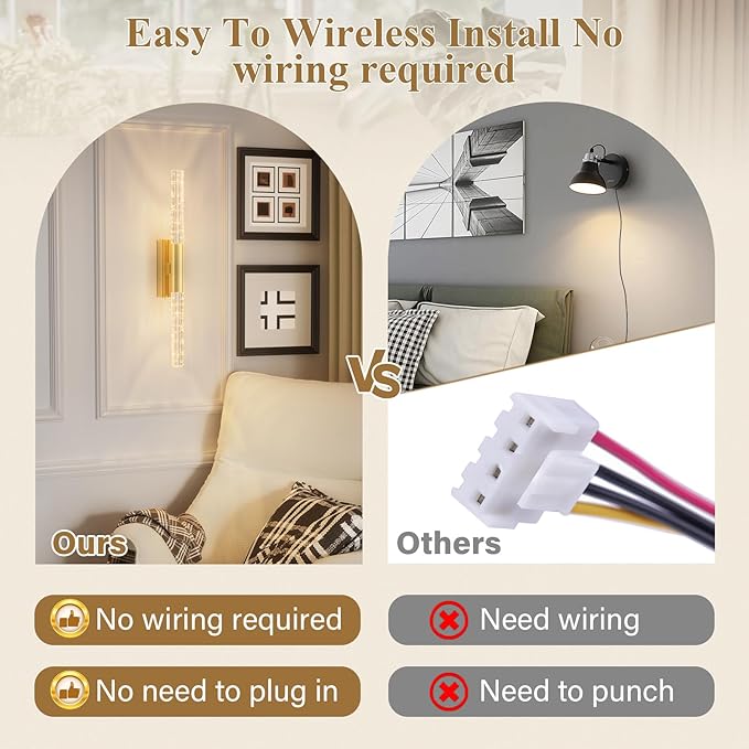 camuucci Battery Operated Wall Sconces Set of 2 Rechargeable Battery Powered - Image 3