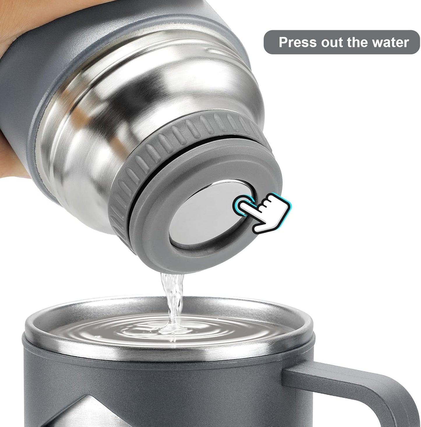 Stainless Steel Thermo 700ml/23.7oz Vacuum Insulated Bottle with Cup for Coffee Hot drink and Cold drink water flask.(Gray,Set)