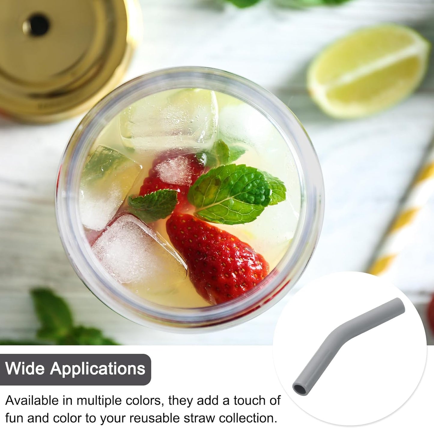 uxcell 12Pcs Silicone Straw Tips, Silicone Straw Elbows Tip, Soft Reusable Metal Straw Covers Fit for 8mm/0.31" OD Stainless Steel Straws, Grey