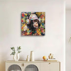 Modern Pop Art Monkey Canvas Wall Art, Street Graffiti Gorilla Canvas Painting - Image 3