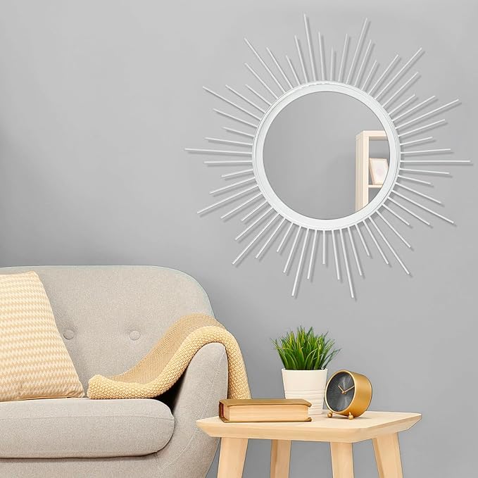 Mirrors for Wall Sunburst Decor Art Mirror Bohemian Home Round Modern Metal - Image 3
